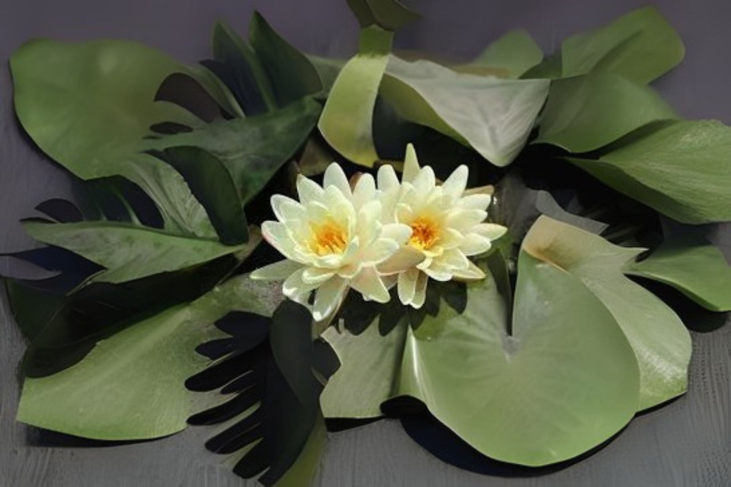 Denver Pond Lily Pack of 3 - Nymphaea x 'Denver' with Creamy-White Blooms and Maroon Blotched Leaves