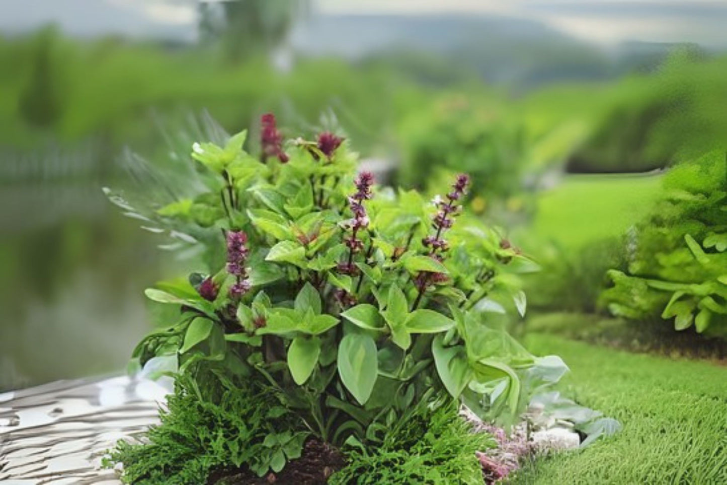 Thai Sweet Basil Seeds 20 - Ocimum basilicum var. thyrsiflora - Aromatic Herb for Cooking, Gardening, and Culinary Use