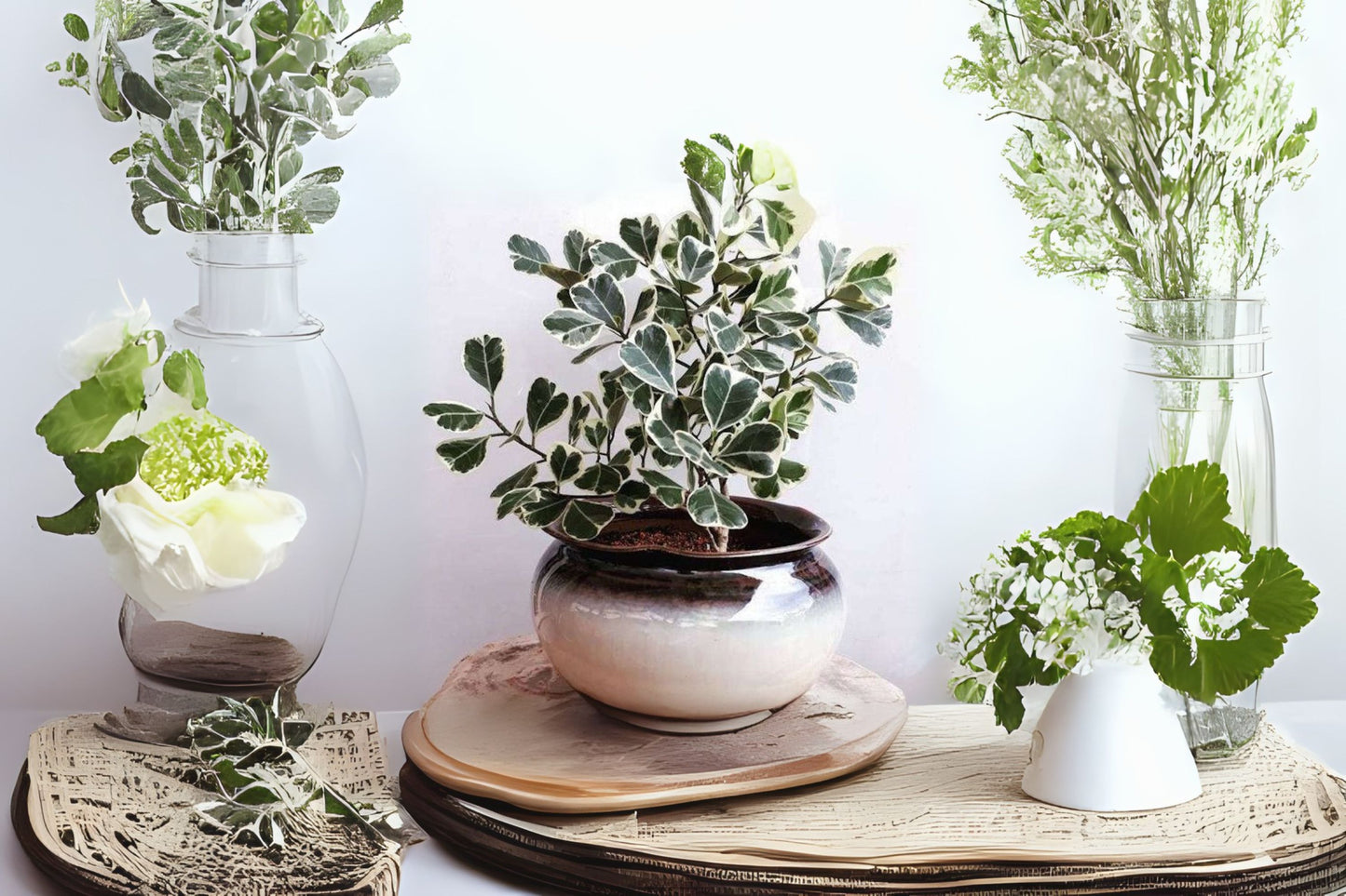 Ficus Triangularis Variegata Plant - 9" Pot - Indoor Houseplant - Ficus triangularis Variegata - Unique Variegated Leaves
