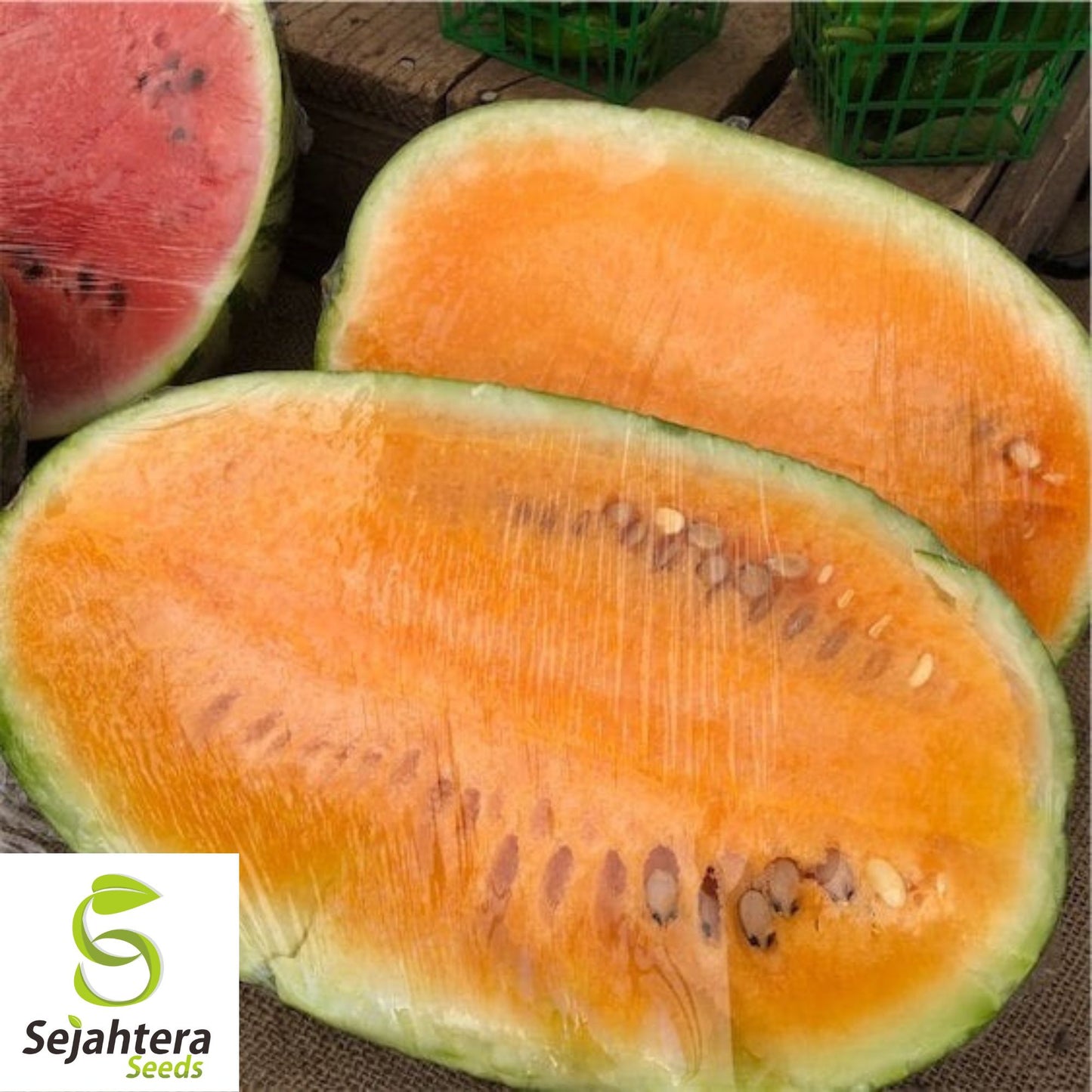 Orangeglo Watermelon Seeds - 10+ Non-GMO, Large, Sweet, 20-30 lb Fruits