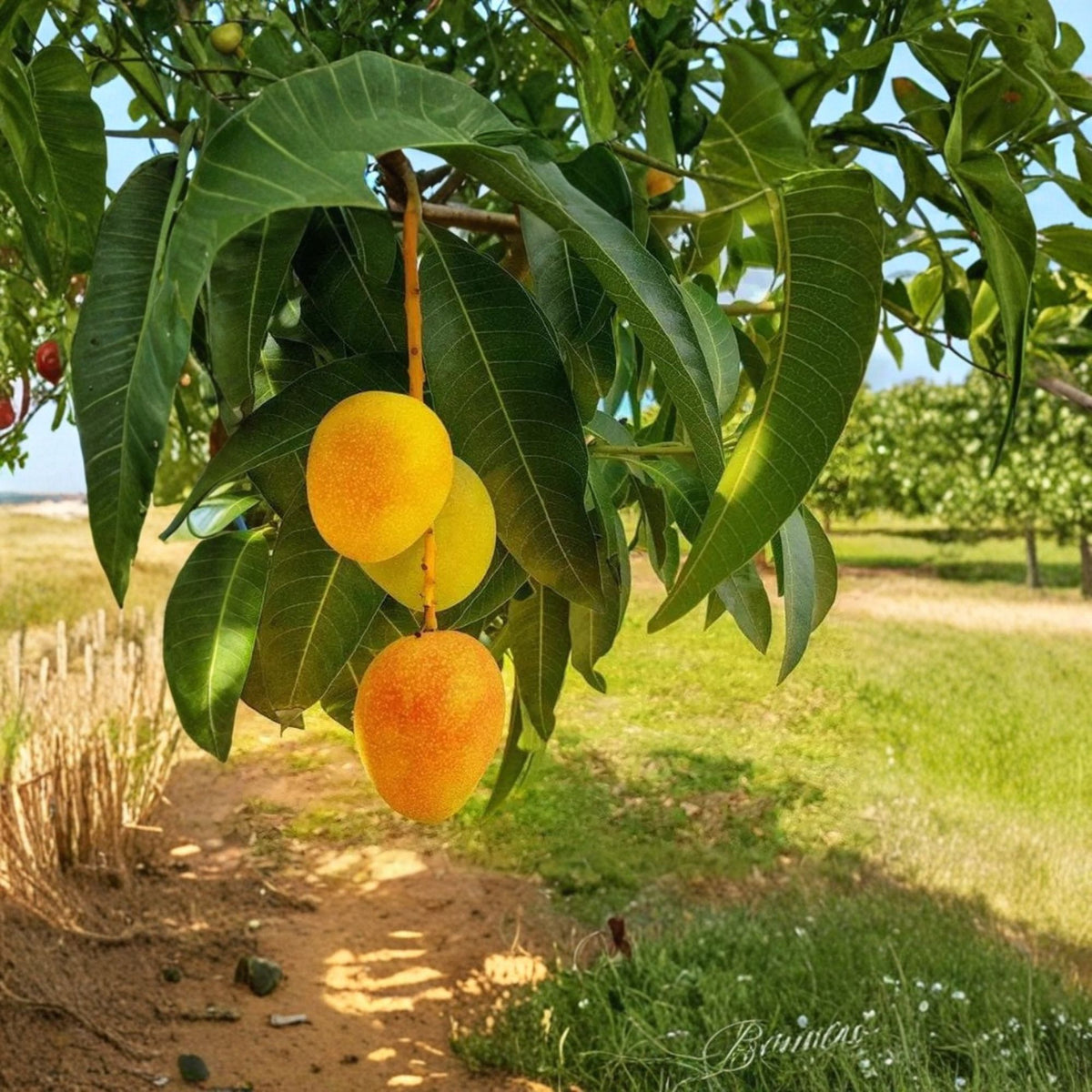 Carrie Mango Tree Grafted Live Plant, 1–2 Feet Tall, Fiberless Sweet Mango Fruit Tree, Tropical Fruit Tree, 6 Inch Pot