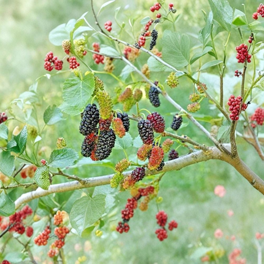 Dwarf Everbearing Mulberry – Morus spp. Live Seedlings | 4–8 Inches Tall | Rooted Plants – No Pot Sweet Berry Fruit Tree | Patio & Backyard Friendly | Easy to Grow