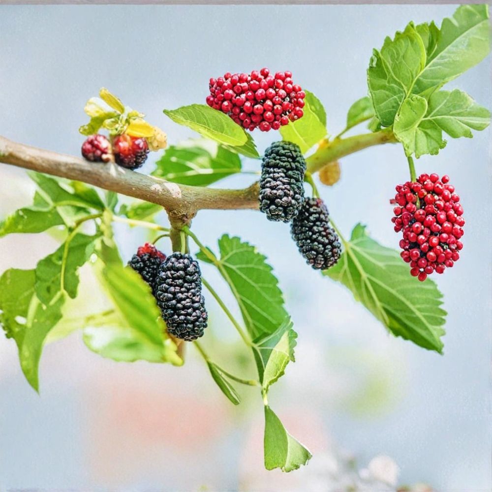Dwarf Everbearing Mulberry – Morus spp. Live Plant | Approx. 3 Inch Pot | Includes Nursery Pot Sweet Berry Fruit Tree | Patio & Container Friendly | Easy to Grow