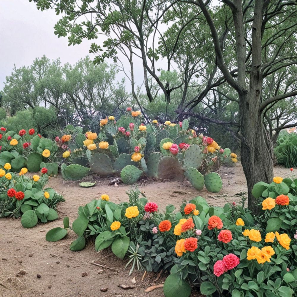 West Texas Prickly Pear – Opuntia lindheimeri Live Cactus Pads | 5 Pad Bundle | 6–8 Inch Cuttings Cold Hardy Opuntia | Yellow & Orange Blooms | Ranch Grown