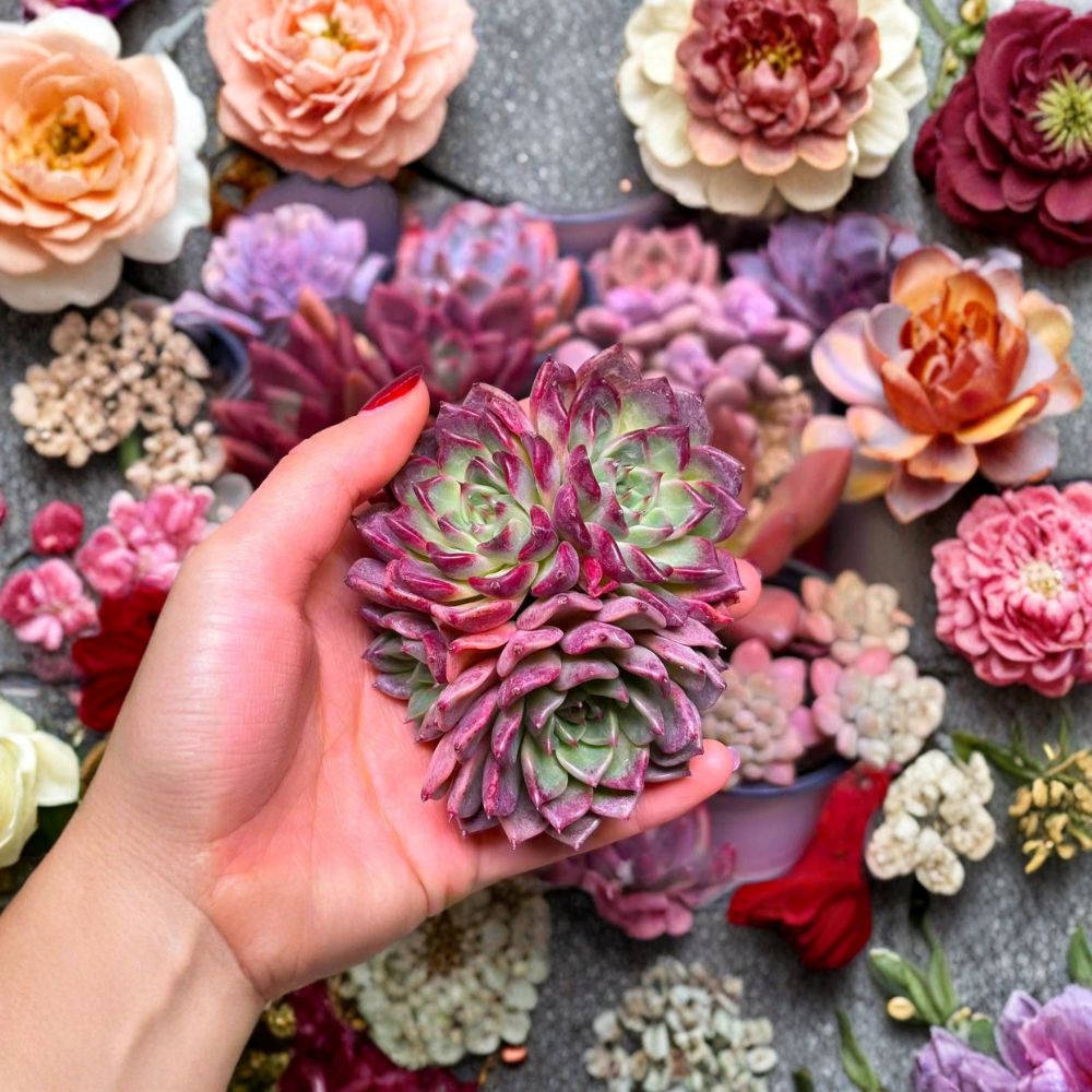 Midnight Beauty Echeveria – Rare Dark Succulent Live Plant | Bare Root Rosette | Indoor Home Decor Plant | Easy Care Succulent