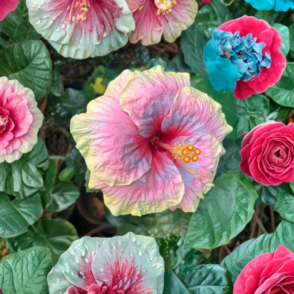 Indian Pearl Hibiscus Cuttings – 2 Fresh Unrooted Cuttings | 4–8 Inch Tropical Flower Plant | Exotic Blooming Hibiscus | Easy to Propagate