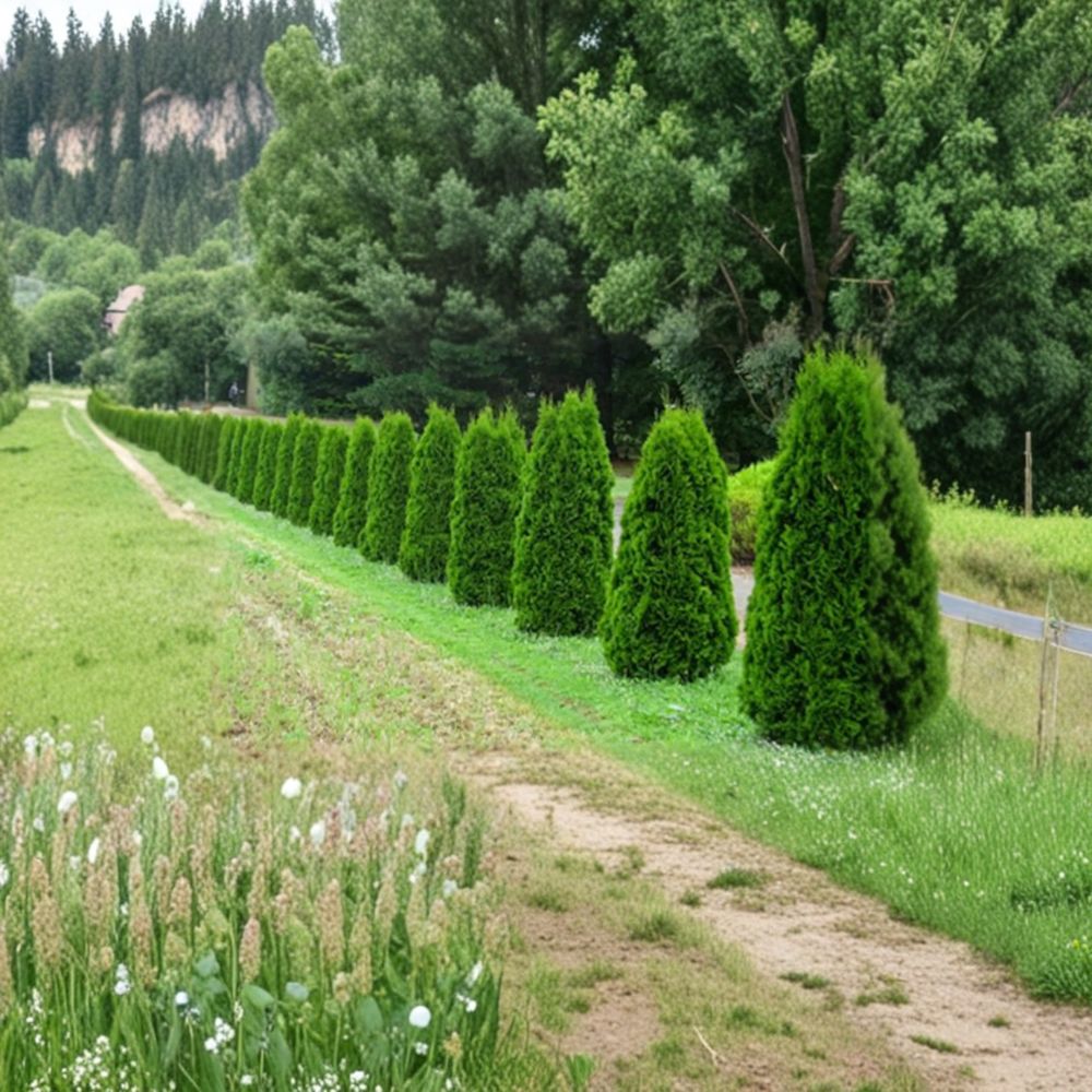 Thuja ‘Smaragd’ Arborvitae – Emerald Green Live Starter Plant | 12 Inches Tall | Evergreen Privacy Tree | Narrow Columnar Hedge Plant | Cold Hardy