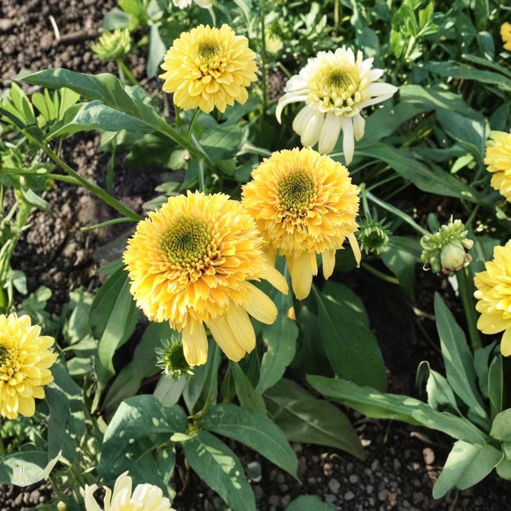 Echinacea ‘Lemon Drop’ – Coneflower Starter Plant | Live Rooted Perennial | Bright Yellow Double Blooms | Pollinator Friendly Garden Plant