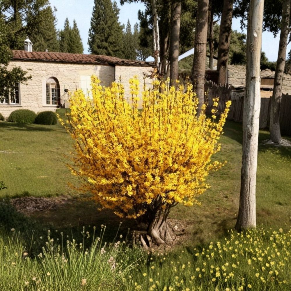 Forsythia ‘Magical Gold’ (Kolgold) – Live Starter Plant | 4–7 Inches Tall | Includes Nursery Pot Bright Yellow Spring Blooms | Compact Shrub | Easy to Grow
