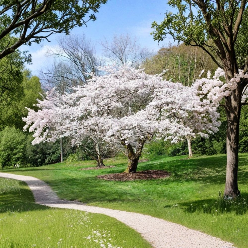 Yoshino Cherry Tree – Live Plant 2 Ft Tall | Pink White Spring Blossoms | Prunus × yedoensis | Bare Root | Ornamental Flowering Tree