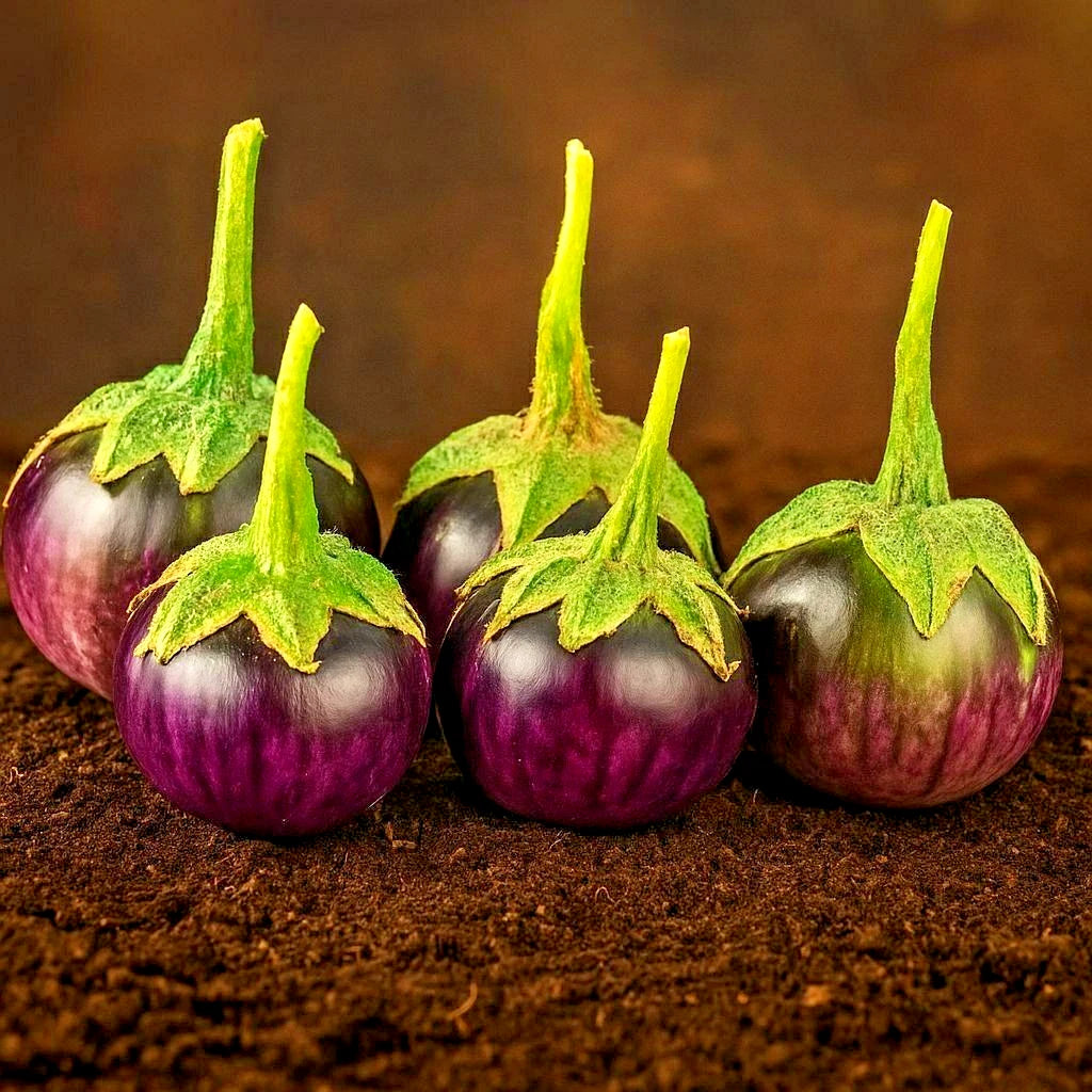 Purple Lalap Eggplant Seeds (Solanum melongena 'Purple Lalap') – 1,000+ Premium Fresh Heirloom Thai Round Purple Eggplant Seeds