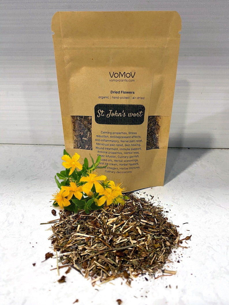 Organic Dried St. John's Wort Flowers 0.5 oz - Premium Home-Grown, No GMO, No Pesticides, Hand-Picked for Tea, Crafts, Soapmaking