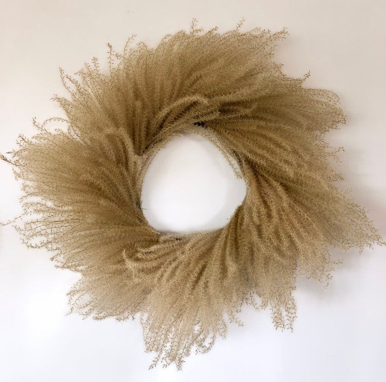 Dried Grass Wreath 1.5 ft Wispy Pampas Grass Handmade Natural Decor for Door or Fireplace