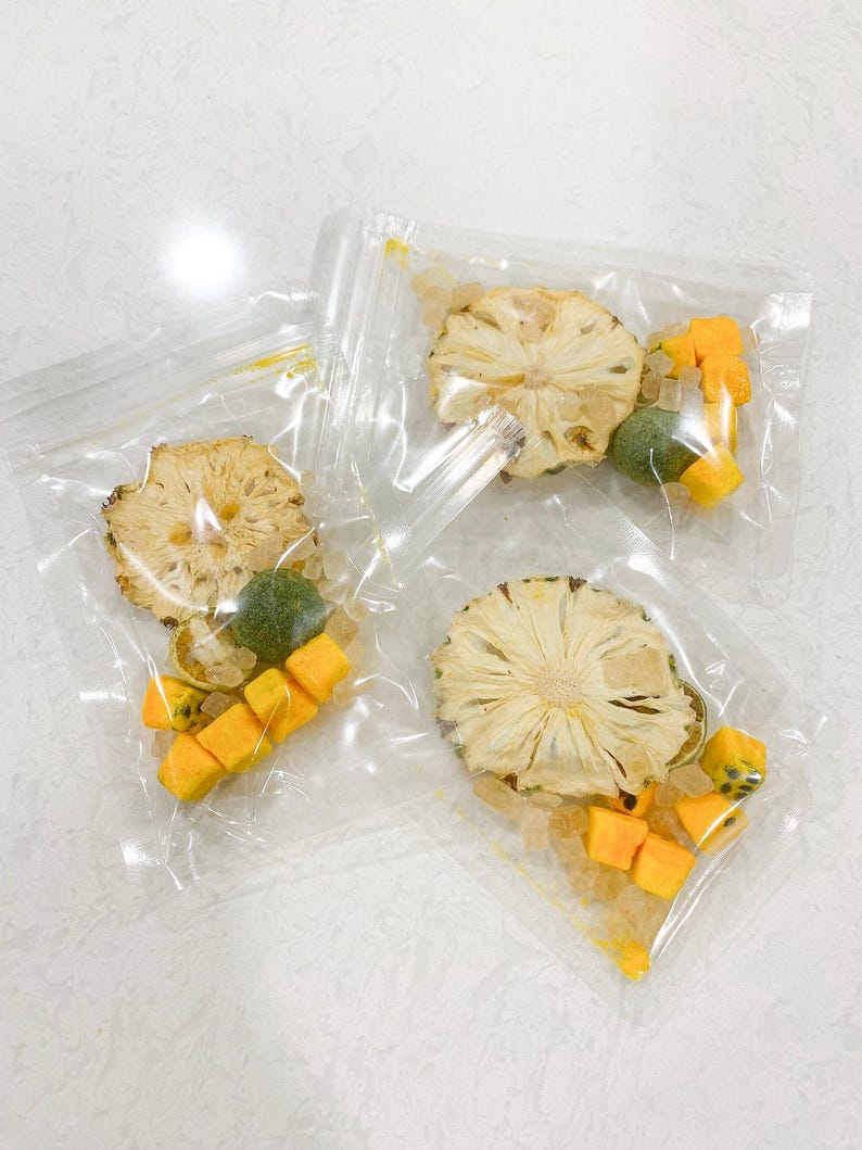 Organic Tea 3-Pack - Pineapple Passion Fruit Kumquat - Handmade Air Dried Fruit Herbal Blend for Hot or Cold Brew