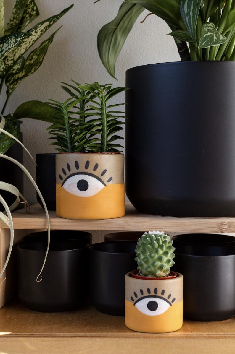 mustard indoor plant pot Mustard Yellow Ceramic Planter - Eye on the Prize Pot - Modern Decor for Plants