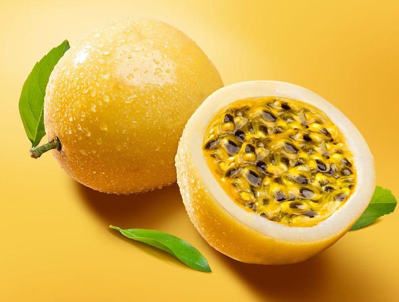 Sweet Sunrise Passion Fruit Plant - 4-6 Inches - Exotic Climbing Vine with Golden-Yellow Fruit - Passiflora edulis var. flavicarpa