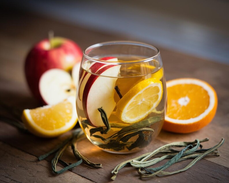 Organic Tea 3-Pack - Apple, Orange, Lemon Blend - Handmade Air-Dried Fruit Herbal Infusion - Natural Hot Cold Brew Drink
