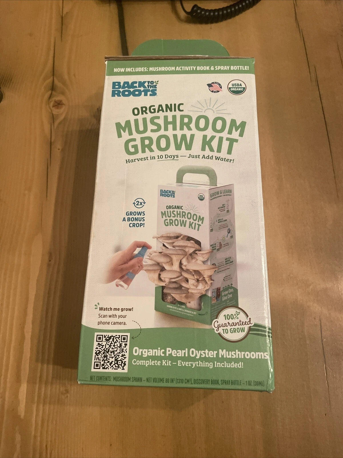 Organic Mushroom Grow Kit - Pearl Oyster - Back To The Roots - Easy Home Cultivation - Pleurotus ostreatus