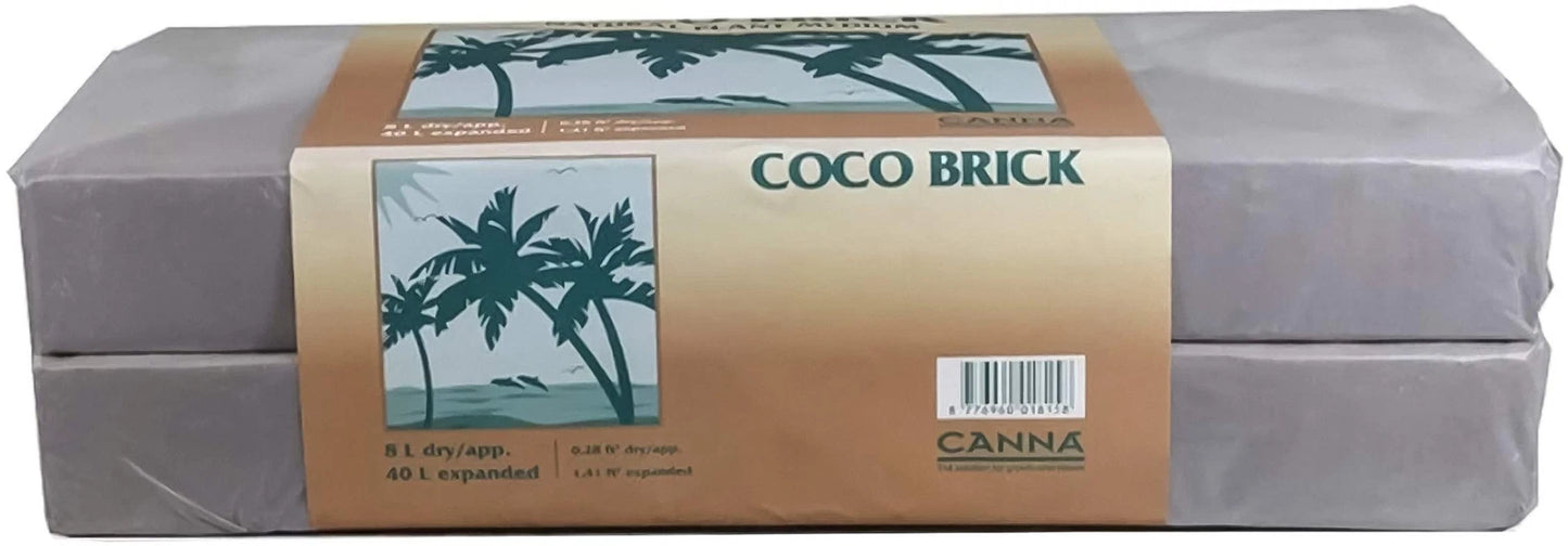 Canna Coco Brick 40L Expandable Natural Plant Medium Soil Substrate, Organic Coconut Coir for Gardening