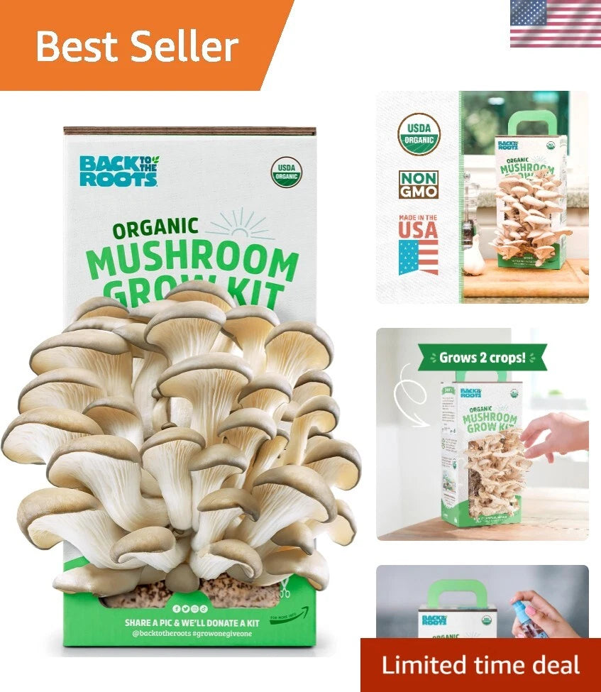 Portable Organic Mushroom Grow Kit - Year-Round Gourmet Harvesting - 100% Organic, Non-GMO, Easy Indoor Cultivation, USA Made