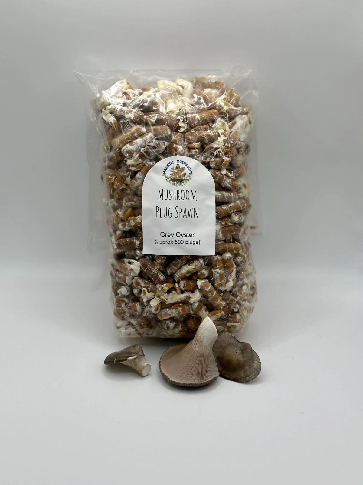 Grey Oyster Mushroom Plug Spawn 500 Plugs - Organic Inoculant for Fresh Cut Logs - Pleurotus ostreatus