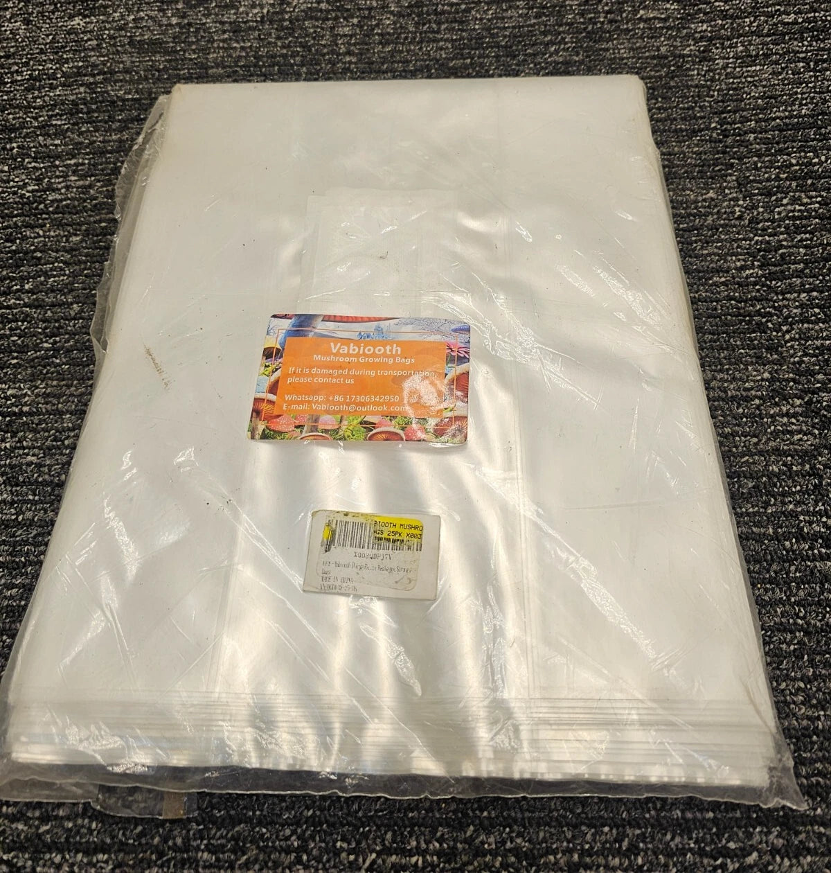 VABIOOTH Mushroom Growing Bags - 50 Pieces (2 Packs of 25) - Ideal for Home Cultivation, Mycology Supplies