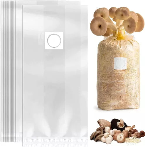 Mushroom Bags 50 Count Grain Substrate Mycelium Sealable Bags with 0.2 Micron Filter - Durable, Heat Resistant, Tear Resistant