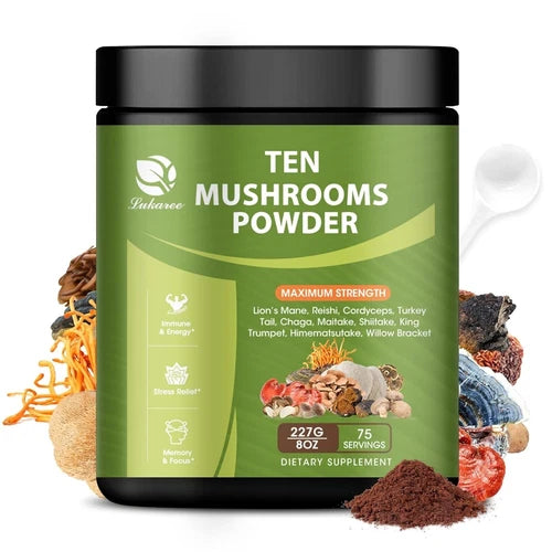 14 in 1 Mushroom Powder Supplement, 8 Oz Blend of Lion's Mane, Reishi, Cordyceps & More for Coffee & Cooking