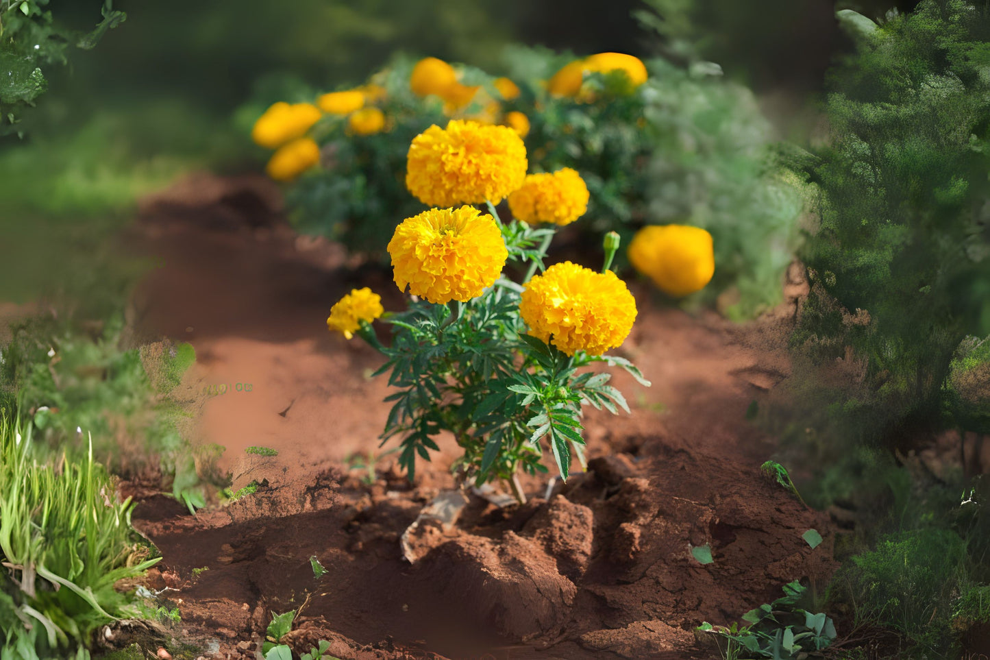 Marigold Plant 6in Pot Yellow Blooming Flower Tagetes - Vibrant Easy Care Annual for Gardens and Landscapes