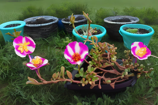Portulaca Plant in 6in Pot - Pink Lady Bicolor Pink White - Drought-Tolerant Moss Rose - Portulaca grandiflora