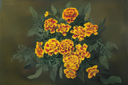 Bi Color Marigold Plant 4.33 in Pot Orange Yellow Tagetes - Vibrant Blooming Flowers for Gardens and Landscapes