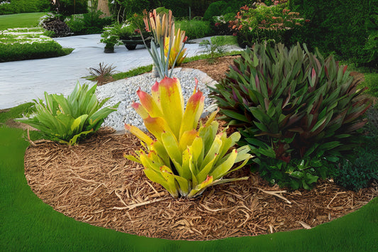 Bromeliad Plant 8" Pot Hohenbergia Castellanosii Variegated Lime Green with Red Tips, Tropical Houseplant, Collector's Item