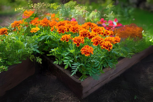 Marigold Plants (Qty 4) 6in Yellow Blooming Flowers for Gardens - Tagetes Species - Easy Care Annuals for Landscapes