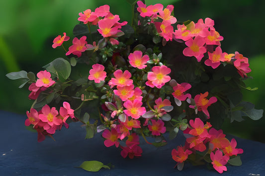 Lot of 4 Portulaca grandiflora, Hot Pink Moss Rose Plants in 6" Pot, Drought-Tolerant Succulent Annual for Garden