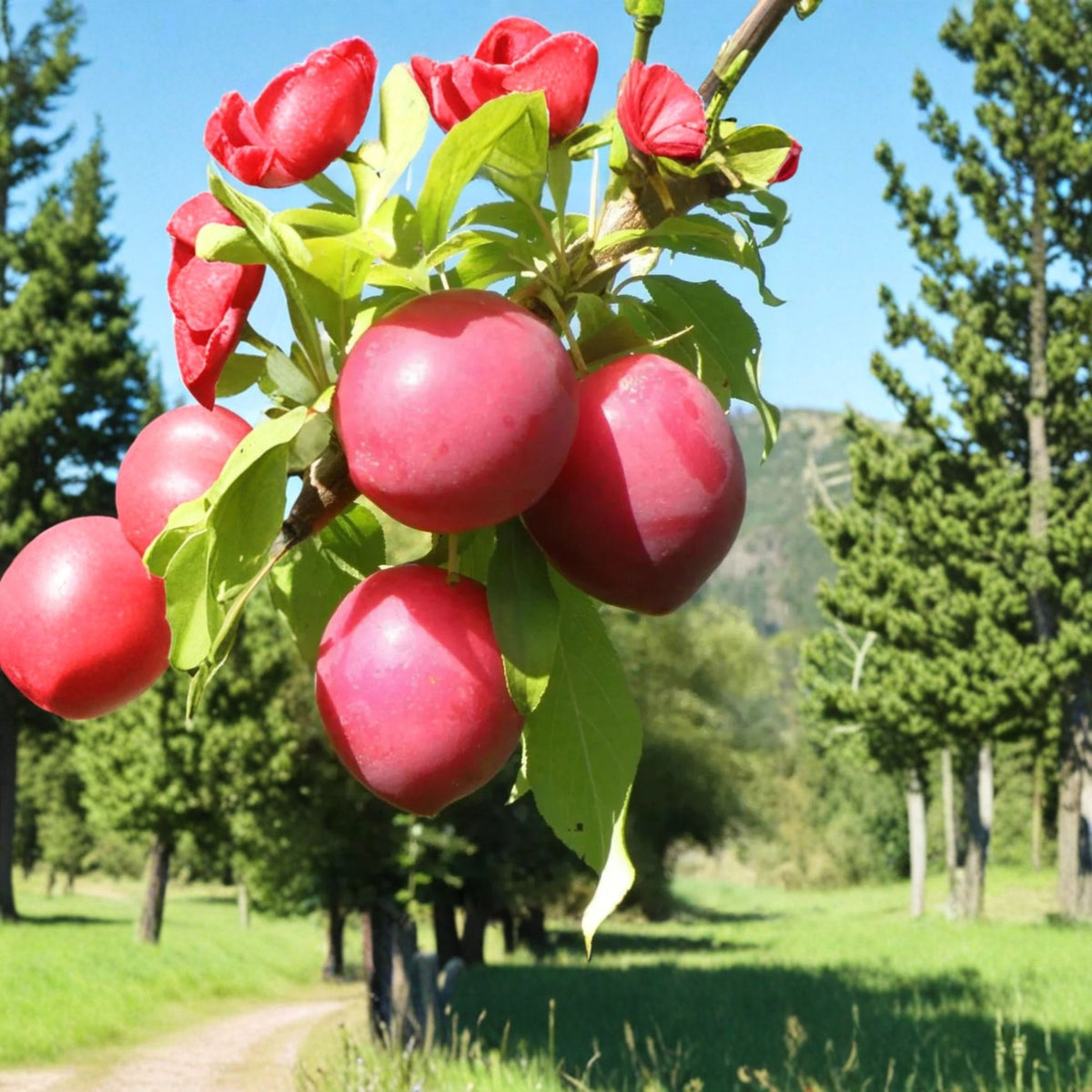Sweet Treat Pluerry Tree, Live Fruit Tree, 3–4 Ft Tall, 3 Gallon Pot, Sweet Cherry Plum Hybrid, Low Chill 200–300 Hours