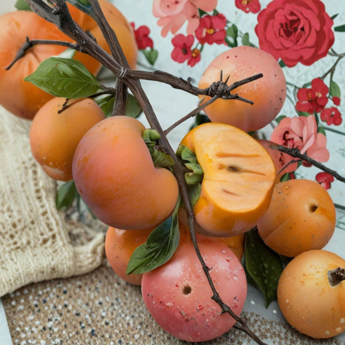 Giant Fuyu Persimmon Tree Live Plant, Grafted Non Astringent Fruit Tree, 2 Feet Tall, 3 Gallon Pot, Sweet Fall Fruit