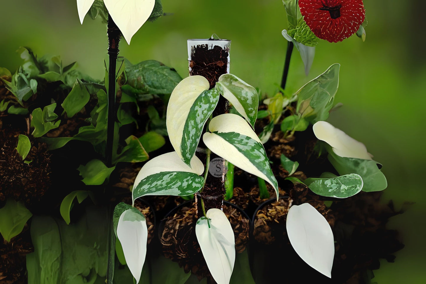 Scindapsus Mayari Cutting - Highly Variegated Rooted Plant - Sparkly Half-Moon Variegation - Rare Houseplant Cutting