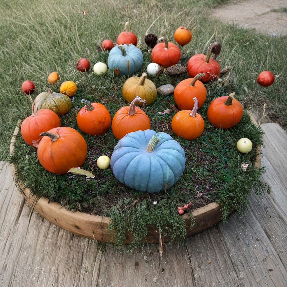 Jarrahdale Blue Pumpkin – Cucurbita maxima Seeds | 30 Heirloom Seeds | Blue-Grey Decorative Pumpkin | Sweet Pie & Baking Variety
