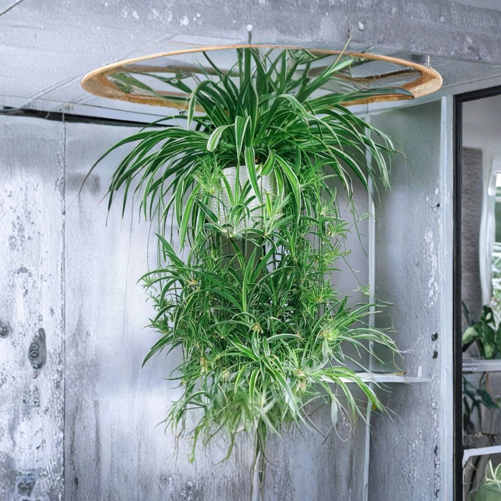 Reverse Variegated Spider Plant Cuttings – 2 Live Stems | Chlorophytum comosum | Air Purifying Houseplant | Easy Fast-Growing Indoor Plant