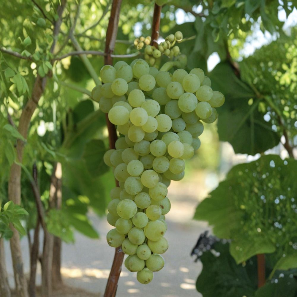 Sweet Seedless Grape Vine – 15 Inch Live Plant with Pot | Rooted Cutting from Mature Plant | Green Grape Tree | Ready to Plant Garden Vine