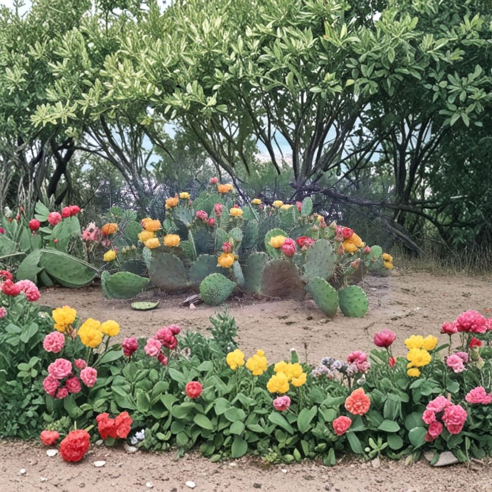 West Texas Prickly Pear – Opuntia lindheimeri Live Cactus Pads | 5 Pad Bundle | 6–8 Inch Cuttings  Cold Hardy Nopal | Yellow & Red Blooms | Ranch Grown