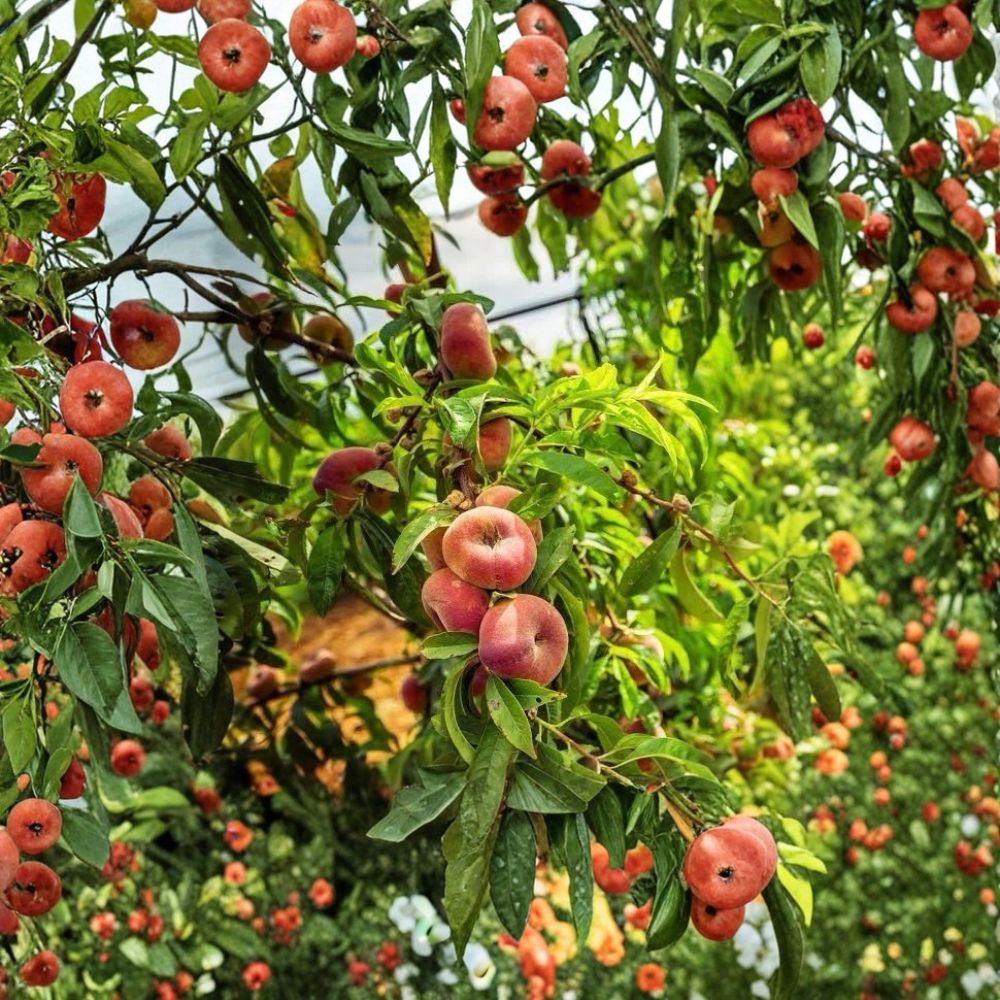 Galaxy Donut Peach Tree – Prunus persica Live Bare Root | 2 Ft Tall Fruit Tree | Sweet White Donut Peach Variety | Backyard Orchard Tree | Ready to Plant