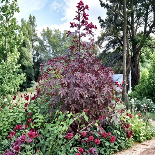 Hibiscus ‘Mahogany Splendor’ – 4 Live Plant Plugs | Red Leaf Hibiscus Seedlings | Tropical Ornamental Plant | Fast Growing | Garden & Container Friendly