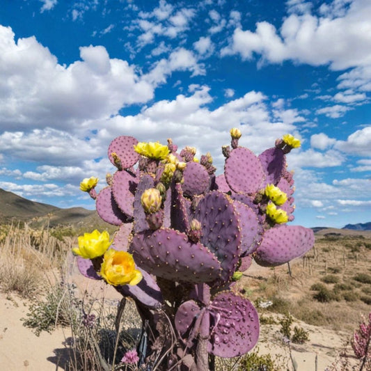 Purple Prickly Pear – Opuntia species Live Cactus Plant | 6–8 Inches Tall | 4" Nursery Pot  Colorful Succulent | Low Maintenance | Indoor & Outdoor