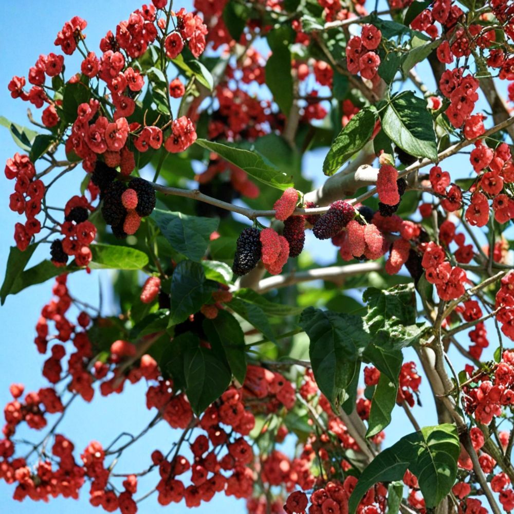 Illinois Everbearing Mulberry – Morus alba × Morus rubra Live Plant | 3–15 Inch Starter | Sweet Berry Fruit Tree | Backyard Orchard Favorite | Container Friendly