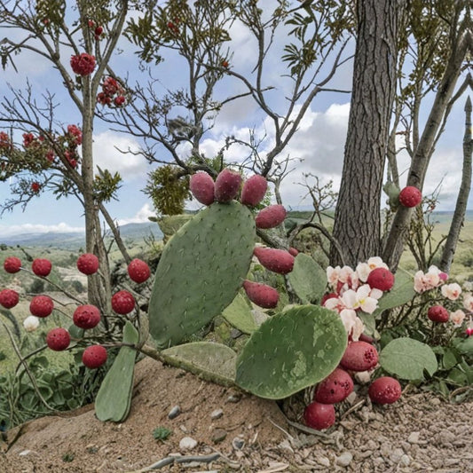 Red Fruit Prickly Pear – Opuntia species Cactus Seeds | 15 Count | Sweet Edible Fruit  Nopal Tunero Rojo | Drought Tolerant | Desert Garden Plant