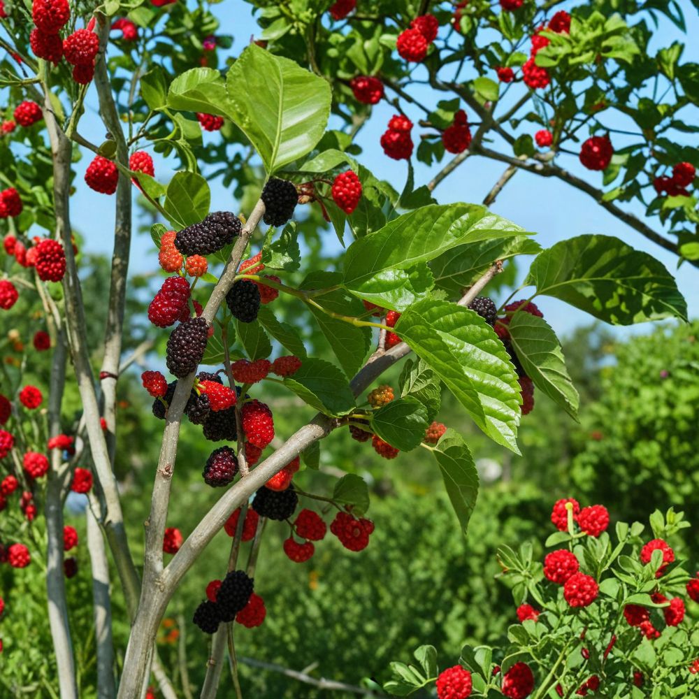 Mojo Berry Dwarf Mulberry – Morus rotundiloba Live Starter Plants | Compact Berry Shrub | Sweet Mulberries | Container Friendly Fruit Plant