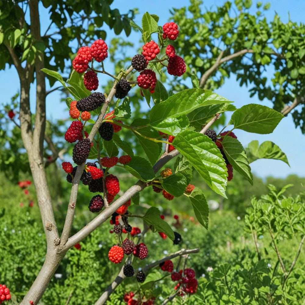 Mojo Berry Dwarf Mulberry – Morus rotundiloba Live Starter Plants | 10 Plants 3–6 Inches Tall | Sweet Berry Fruit Shrub | Container Friendly Mulberry
