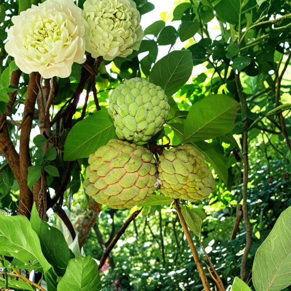 Sugar Apple Tree – Annona squamosa ‘Thai Noy Nah Nhung’ Live Plant | 3–4+ Feet Tall | Tropical Custard Fruit Tree | Container Friendly