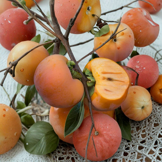 Giant Fuyu Persimmon – Diospyros kaki Live Fruit Tree | 3 Feet Tall | Shipped in 2 Gallon Grow Bag  Sweet Non-Astringent Variety | Crisp Honey Flavor | Backyard Orchard Favorite